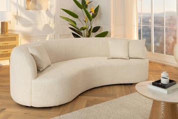 Moderne bank ATELIER 230cm beige bouclé 3-zits bank incl., Ophalen of Verzenden, Nieuw