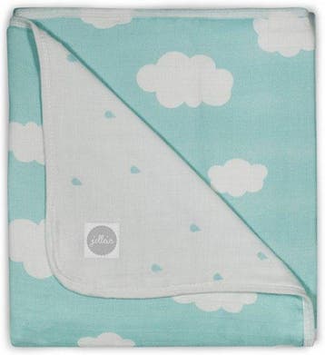 Jollein Clouds Hydrofiel - Wiegdeken 75x100 cm - Jade, Verzenden, Nieuw