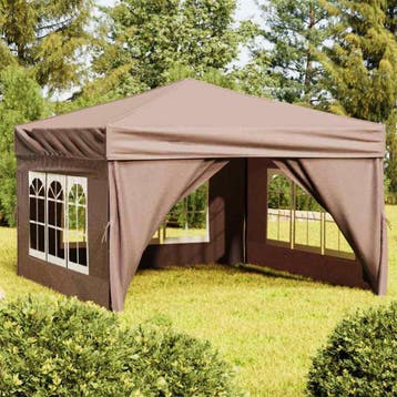 vidaXL Partytent inklapbaar met zijwanden 3x3 m taupe, Verzenden, Nieuw, Partytent