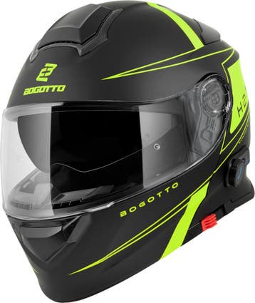 Bogotto H271 Taog Bluetooth Helm Zwart Geel, Motoren, Kleding | Motorhelmen, Systeemhelm, XXL, Nieuw met kaartje, Overige merken