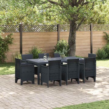 vidaXL Tuin eettafelset 9 st Antracietkleurig Polypropyleen, Verzenden, Nieuw, Meer dan 8 zitplaatsen