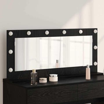 vidaXL Schmink Spiegel Zwart Eiken 100 x 45 x 18 cm, Huis en Inrichting, Woonaccessoires | Spiegels, Verzenden, Nieuw