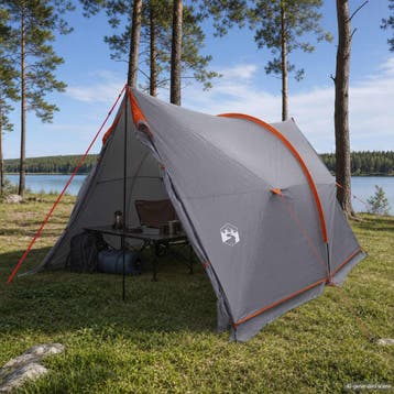 vidaXL Waterdichte Tent Grijs en Oranje 185T Polyester met, Verzenden, Nieuw, Tot en met 2