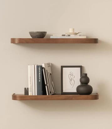 Kazai. Toke zwevende wandplank set van 2 60x20 cm walnoot, Verzenden, Nieuw