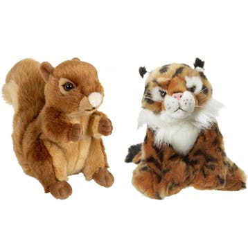 Bosdieren knuffels - pluche - eekhoorn en lynx - 18 cm, Verzenden, Nieuw