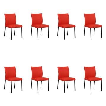 Set van 8 Leren eetkamerstoelen Basic - Toledo Ferrari, Ophalen of Verzenden, Nieuw, Leer, Vijf, Zes of meer stoelen