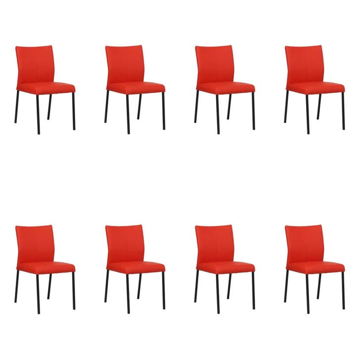 Set van 8 Leren eetkamerstoelen Basic - Toledo Ferrari, Huis en Inrichting, Stoelen, Vijf, Zes of meer stoelen, Nieuw, Leer, Ophalen of Verzenden