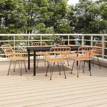 vidaXL 7-delige Tuinset poly rattan, Verzenden, Nieuw, 6 zitplaatsen, Tuinset