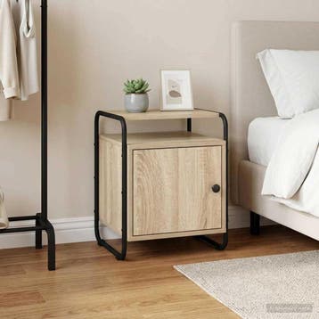 vidaXL Nachtkastje Sonoma Eiken Bewerkt hout, Minder dan 45 cm, Verzenden, Nieuw, Minder dan 55 cm