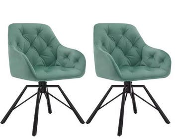 Set van 2 Draaibare Eetkamerstoelen – Armleuningen en Metaal, Verzenden, Nieuw