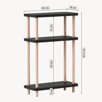 Staand rek Nampernu 62x40x18 cm met deur opbergvakken zwart, Verzenden, Nieuw