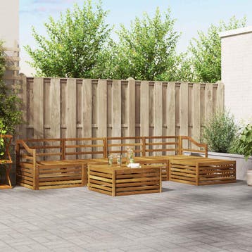 vidaXL Buiten bankenset 6 st Naturel Massief Acaciahout, Verzenden, Nieuw