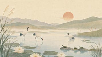Natuur fotobehang – waterlandschap met vogels, Verzenden, Fotobehang