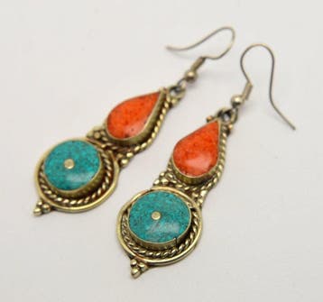 Vintage etnisch Navajo rood koraal en blauw turkoois -