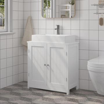 Badkamerkast Onderbouw Wastafelmeubel 60cm Wit met 2 Deuren, Verzenden, Nieuw