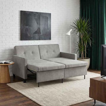 vidaXL Slaapbank Lichtgrijs 154 x 94,5 x 80,5 cm Stof, Verzenden, Nieuw, Stof, Minder dan 150 cm