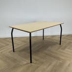 kantinetafel 140x80 cm, beige - zwart, Ophalen of Verzenden, Gebruikt, Bureau
