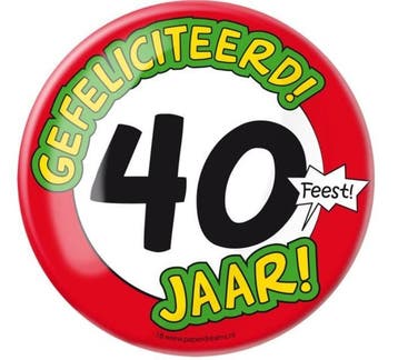 Button xl gefeliciteerd 40 jaar, Verzenden, Nieuw, Feestartikel, Verjaardag