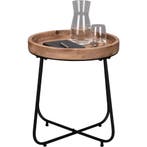 Bijzettafel - Livion Jin - Houten blad - Rond - Zwart -, Ophalen of Verzenden, Nieuw, Metaal