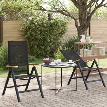 vidaXL Recliner Tuinstoelen 2 st Zwart Textileen, Tuin en Terras, Tuinstoelen, Verzenden, Nieuw, Textileen