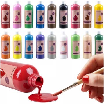 Maaleo plakkaatverf set – 18 intense kleuren van 500 ml,.., Ophalen of Verzenden, Nieuw
