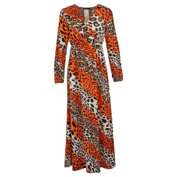Marc Aurel • maxi jurk met luipaard print • 36, Kleding | Dames, Jurken, Marc Aurel, Verzenden, Nieuw, Oranje