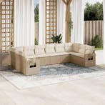vidaXL 10-delige Loungeset met kussens poly rattan beige, Tuin en Terras, Verzenden, Nieuw, Loungeset