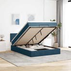 vidaXL Ottoman bed met matras en LEDs 140x190cm fluweel, Stof, Verzenden, Blauw, Nieuw