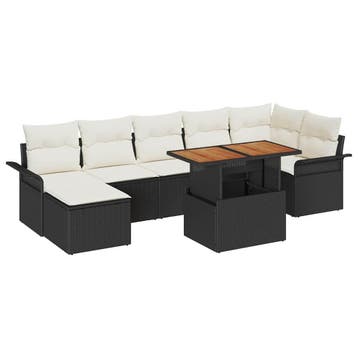 vidaXL Tuin Sofa Set 8 st Zwart Poly riet, Verzenden, Nieuw, Rotan, 8 zitplaatsen