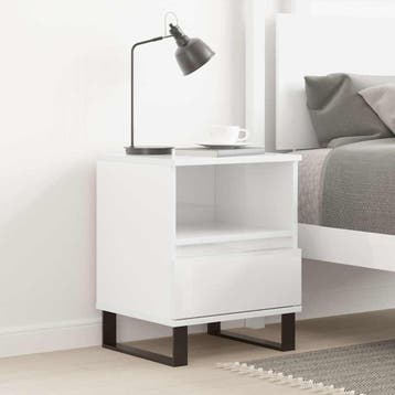 vidaXL Nachtkastje 40x35x50 cm bewerkt hout hoogglans wit, Huis en Inrichting, Slaapkamer | Nachtkastjes, Minder dan 45 cm, Verzenden