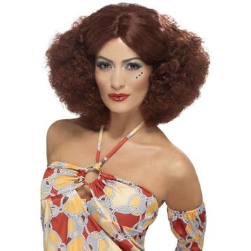Bruine afro pruik met middenscheiding voor dames - Afropru.., Verzenden, Nieuw