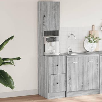 vidaXL Keukenkast 35x50x180 cm bewerkt hout grijs sonoma, Huis en Inrichting, Verzenden, Nieuw, Grijs