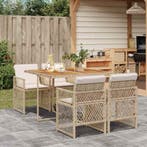 vidaXL 5-delige Tuinset met kussens poly rattan beige, Tuin en Terras, Verzenden, Nieuw, 4 zitplaatsen, Tuinset