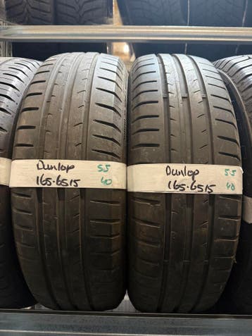 165-65-15 Dunlop Zomerbanden 5.5mm Incl Montage 165 65 15, Ophalen, Gebruikt, 15 inch, Band(en)