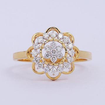 Ring - 14 karaat Geel goud - 0.31ct. tw. Diamant, Nieuw