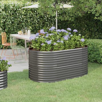 vidaXL Plantenbak 152x80x68 cm gegalvaniseerd staal grijs, 100 cm of meer, Verzenden, Nieuw, Metaal