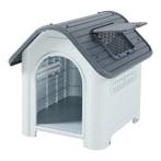 Hondenhok Bello met dakluik kunststof wit en grijs 87x72x75, Verzenden, Nieuw