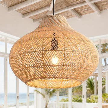 Parrot Uncle Boho rotan hanglamp, 35 cm, natuurlijke bamboe, Verzenden, Zo goed als nieuw