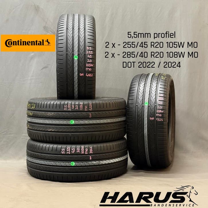 255/45/20 285/40/20 MO Continental zomerbanden 5,5mm profiel, Auto-onderdelen, Banden en Velgen, 20 inch, Erkend duurzaam, Zomerbanden