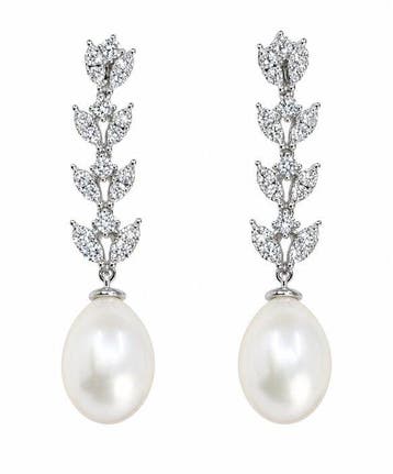 Oorbellen - 18 karaat Witgoud, 9x10 mm witte Zuidzee parels, Nieuw