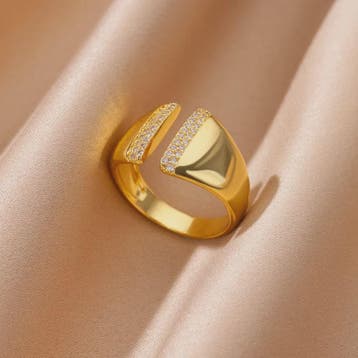 Luxe Gouden Ringen Set: Zirkonia & Boze Oog Design - Verstel, Verzenden