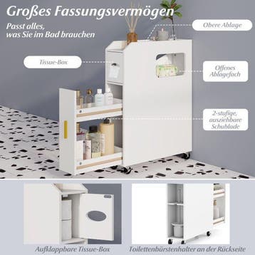 2dekans | Coast Smalle Badkamerkast – 16 cm Organizer met, Huis en Inrichting, Ophalen of Verzenden, Zo goed als nieuw