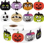 1000 Halloween Stickers Op Rol - 3.8cm - Crazy Pompoen -, Verzenden, Nieuw