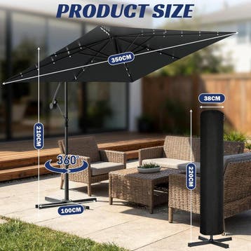 Zweefparasol - Tuinparasol - Parasol Ø350 cm - Met voet - Me, Verzenden, Zo goed als nieuw