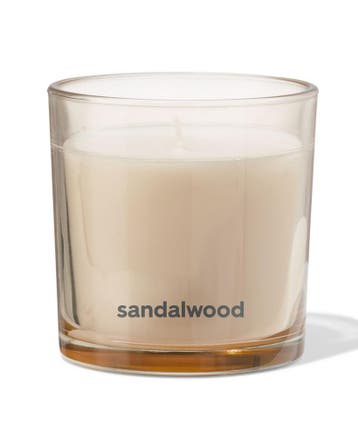 HEMA Geurkaars in glas 10x10cm sandelhout, Verzenden, Nieuw, Bruin
