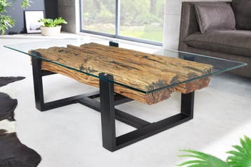 Design salontafel BARRACUDA 130cm Gerecycled teakhouten, Huis en Inrichting, Ophalen of Verzenden, Nieuw