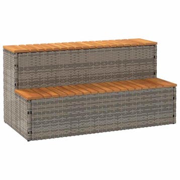 vidaXL Hottub-opstap 100x50x50,5 cm poly rattan&massief, Verzenden, Nieuw