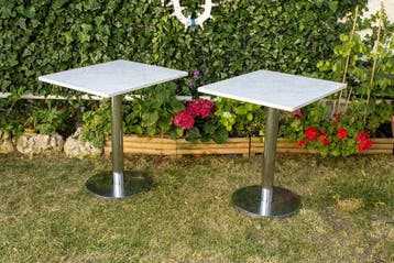 Salontafel (2) - bistrot, tuin - Marmer, Staal, Gietijzer -