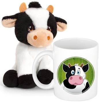 Cadeauset kind - koe knuffel 12 cm - mok 300 ml, Verzenden, Nieuw