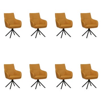 Set van 8 Leren draaibare eetkamerstoelen Fancy - Toledo, Ophalen of Verzenden, Nieuw, Leer